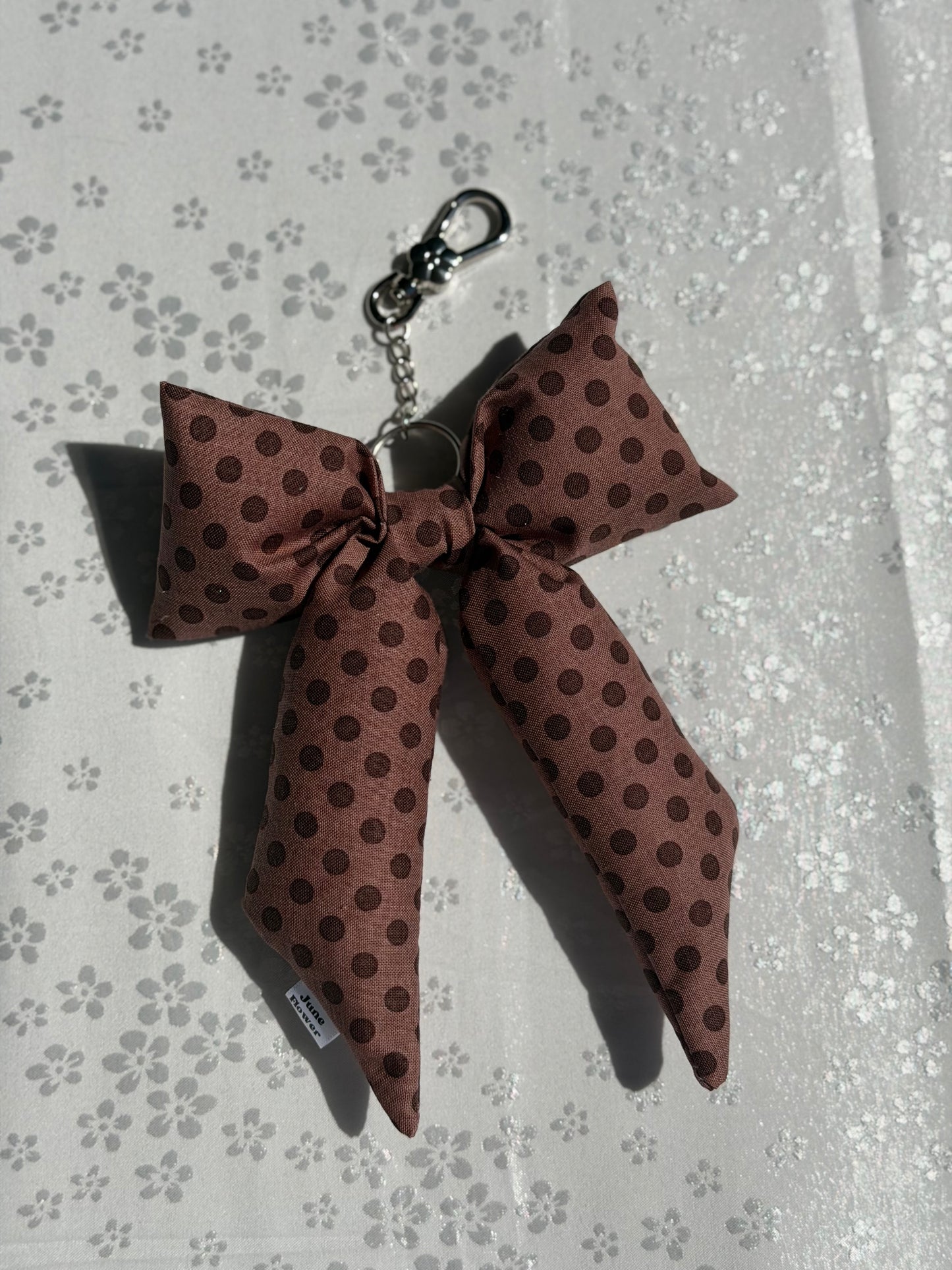Bow Bag Charm | Mocha Polka