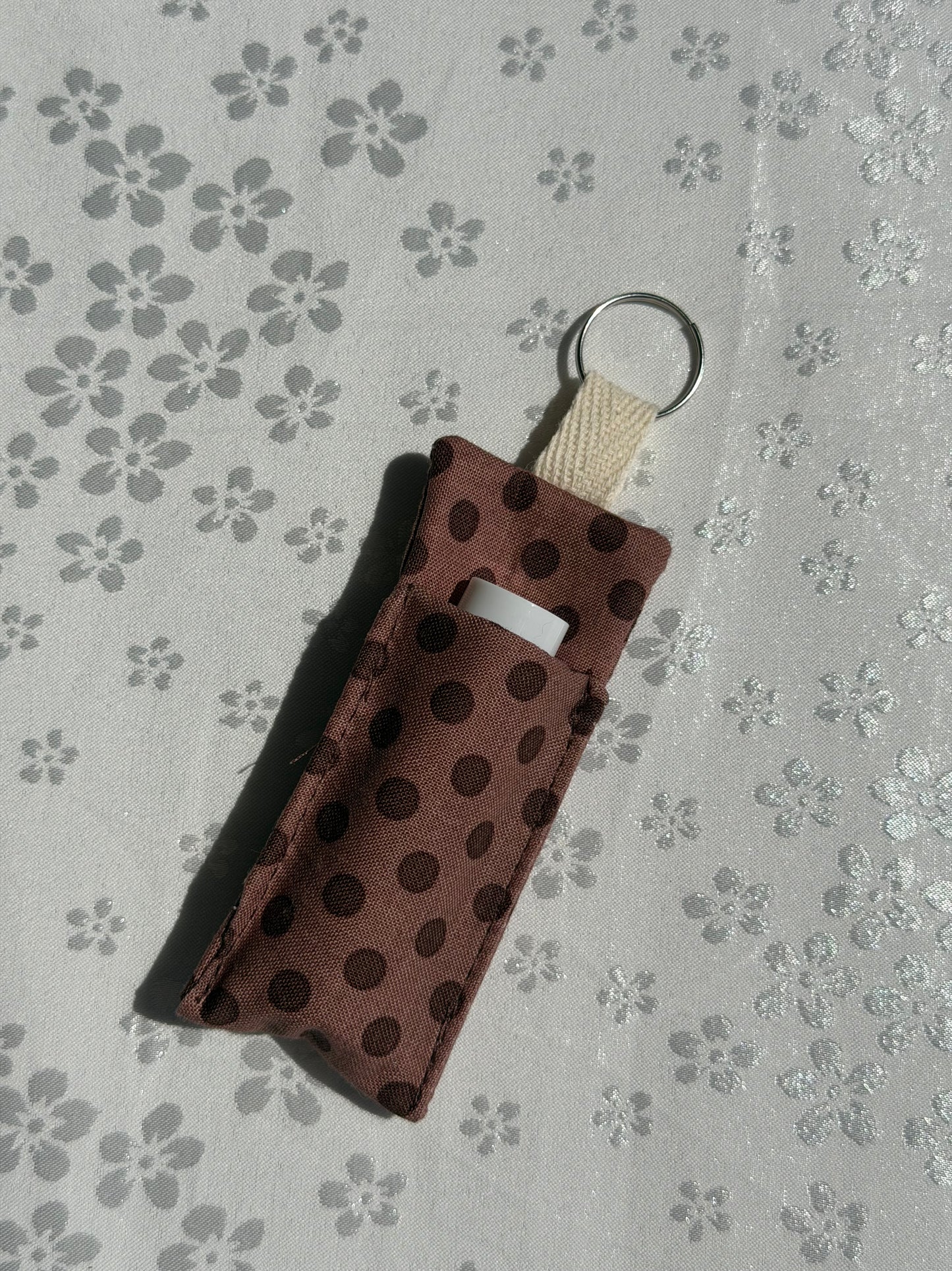 Lip Balm Keychain | Mocha Polka