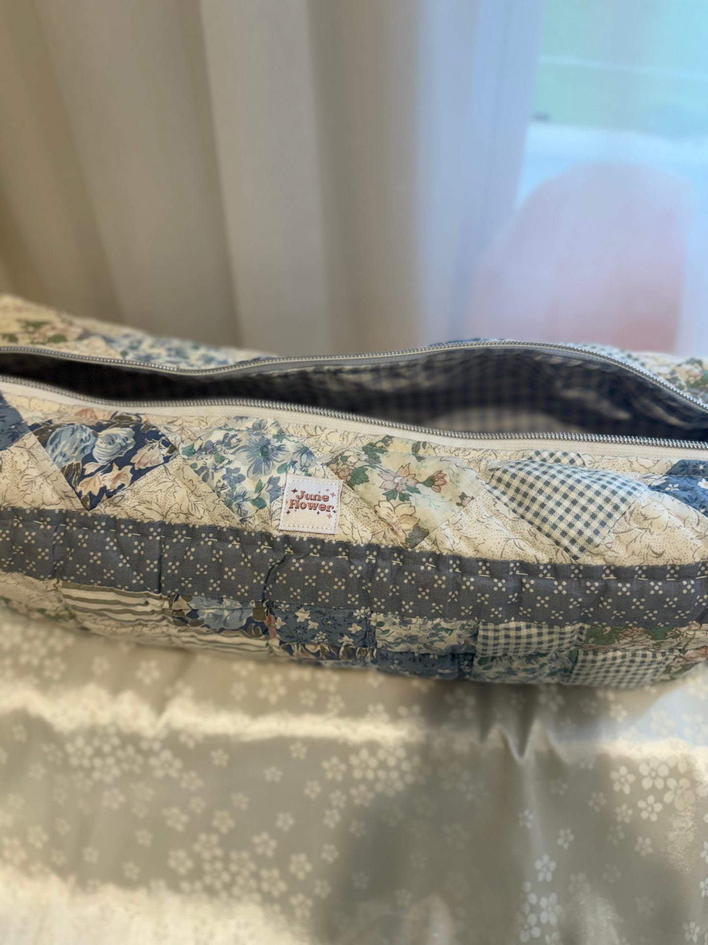 Hair Tool Bag - Blue Around The World Patchwork