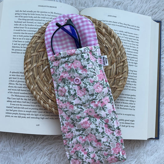 Glasses Sleeve | Green Pink Floral Quilt