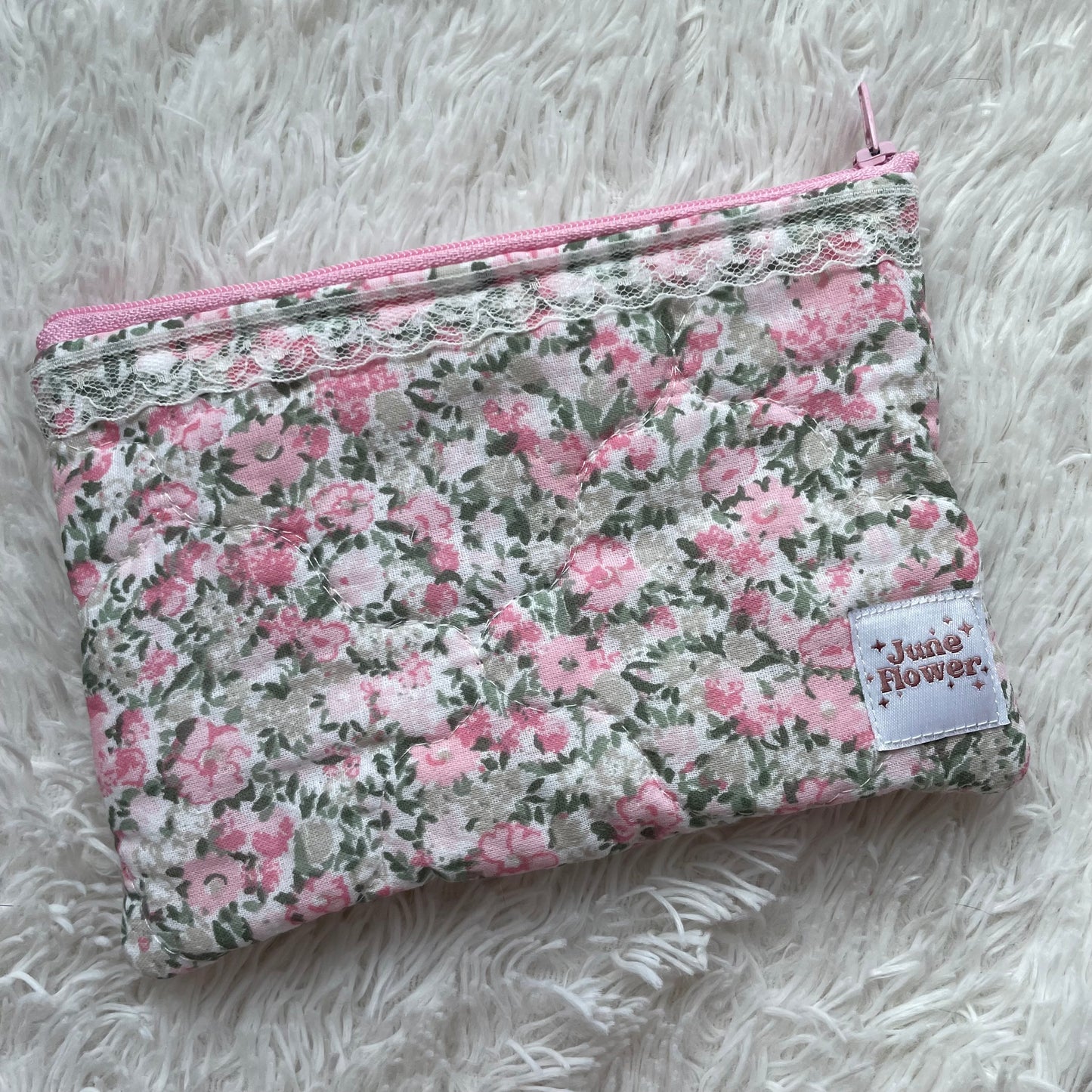 Wallet Pouch | Pink Green Floral Quilt
