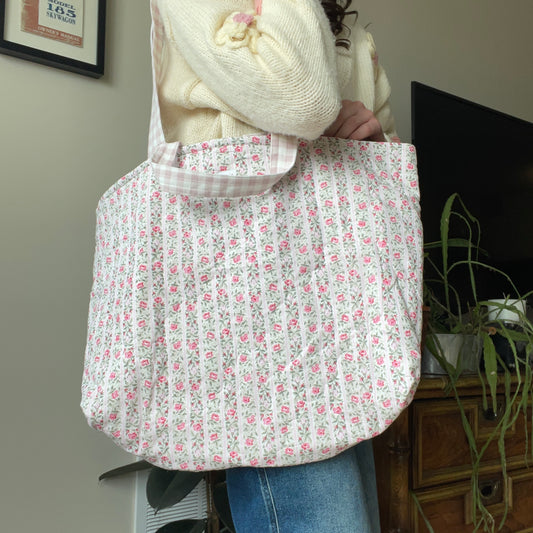 XL Tote | Cottage Rose Stripes