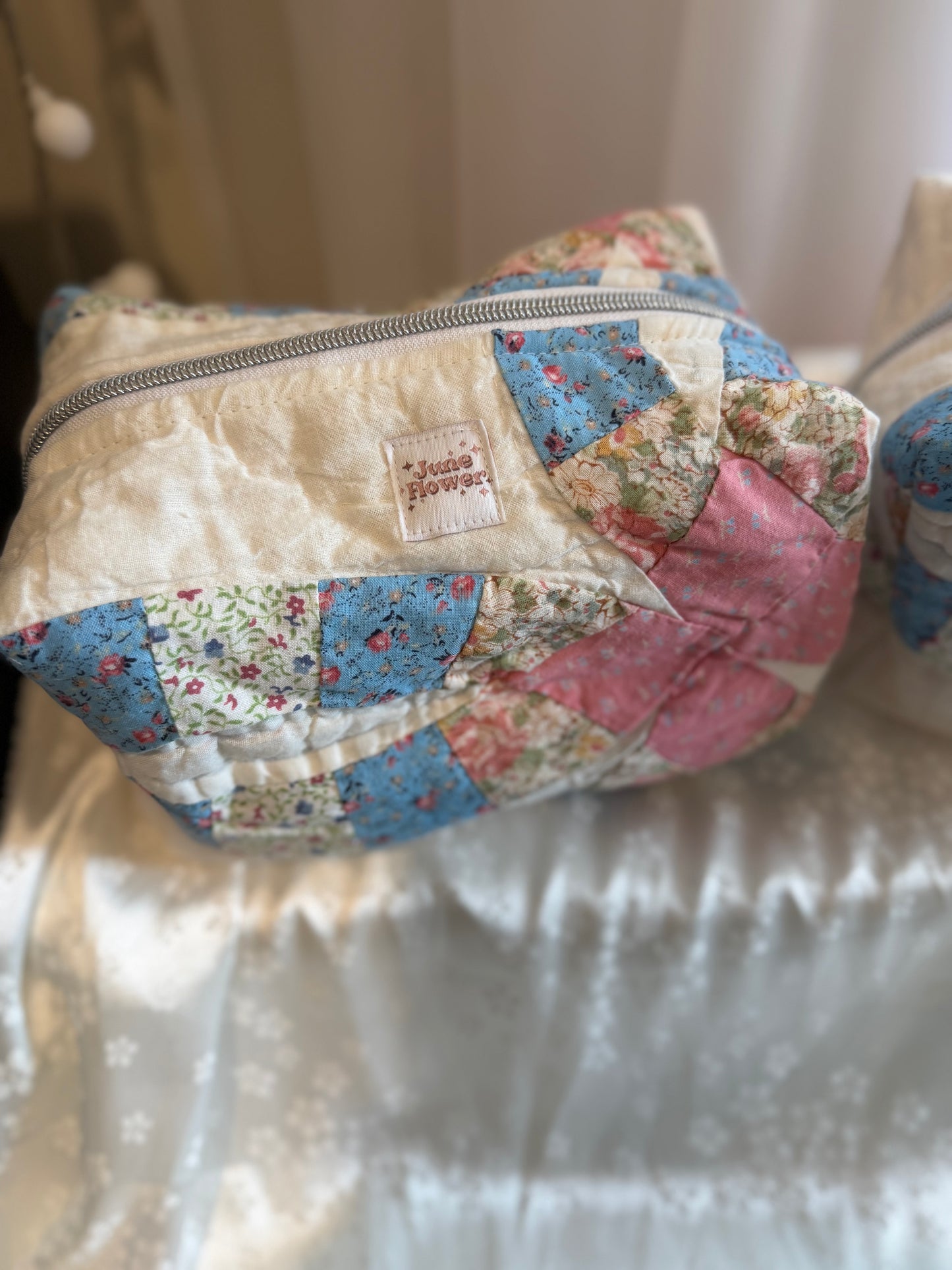 Large Makeup Bag | Pink Double Ring