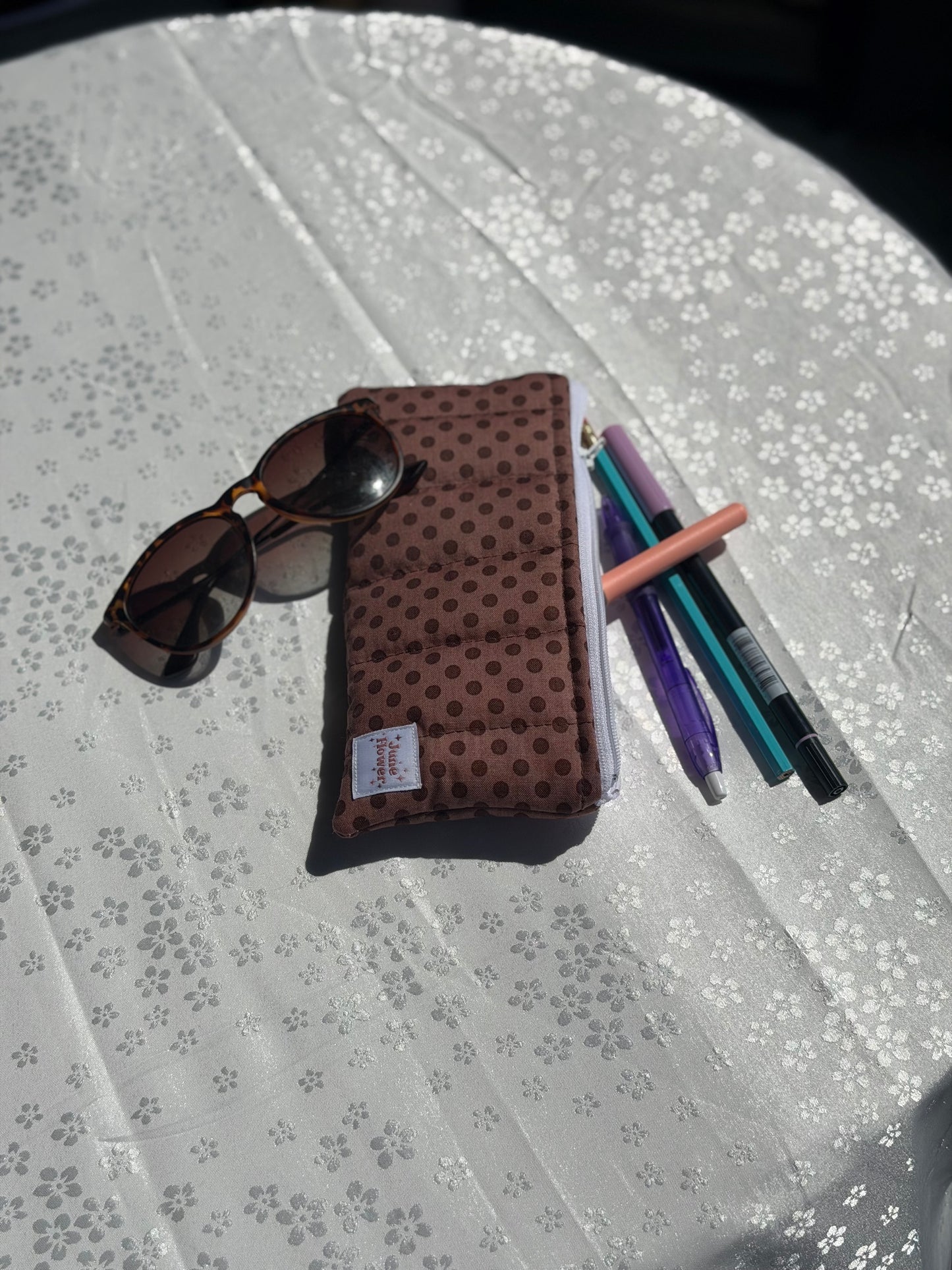Pencil Pouch | Mocha Polka