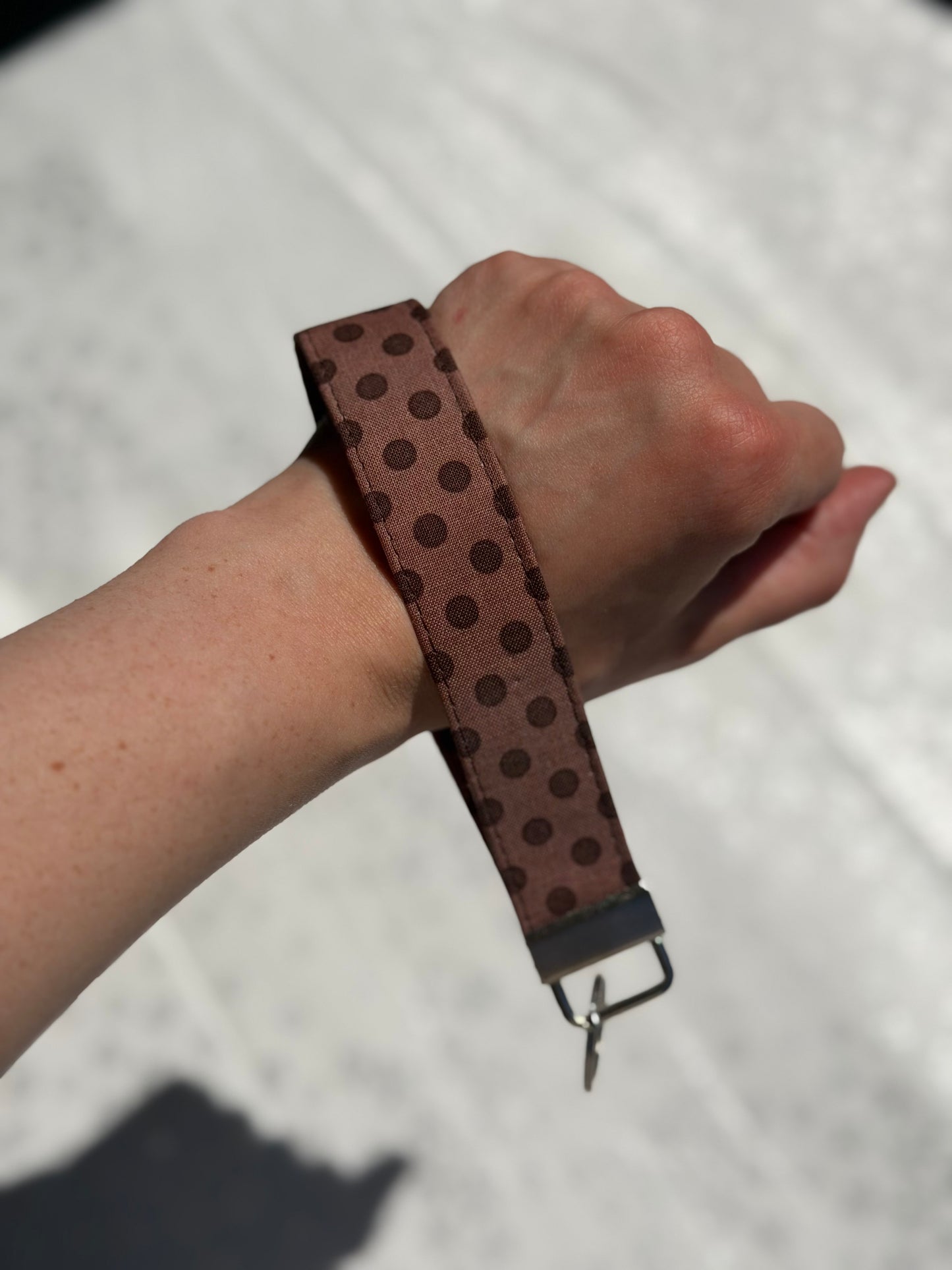 Keychain Wristlet | Mocha Polka