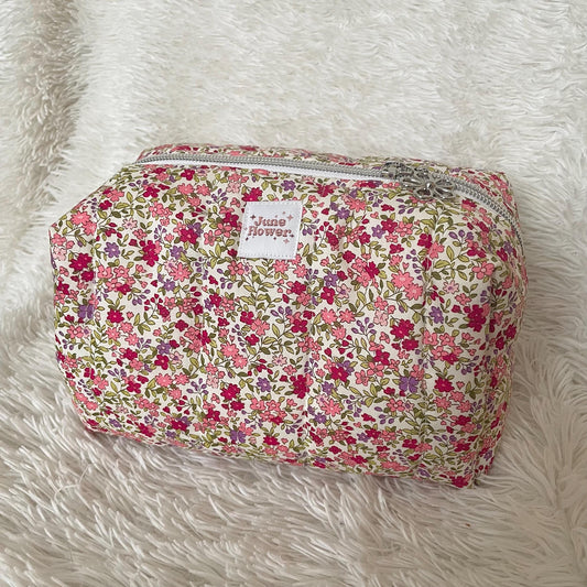 Large Makeup Bag | Pink Ditsy Floral