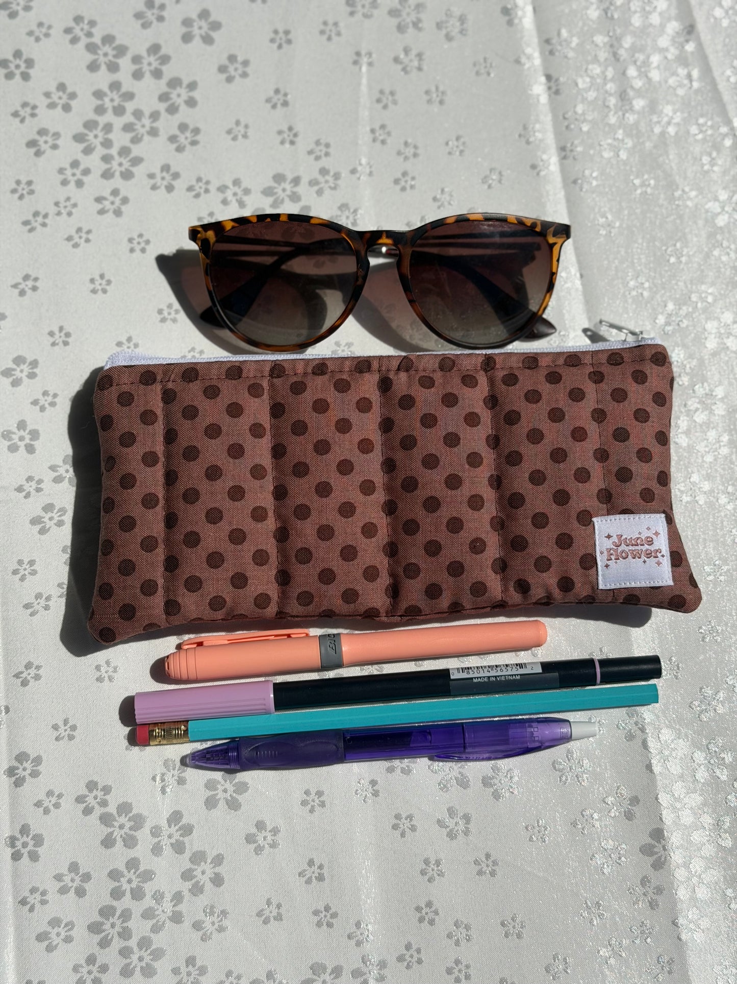 Pencil Pouch | Mocha Polka
