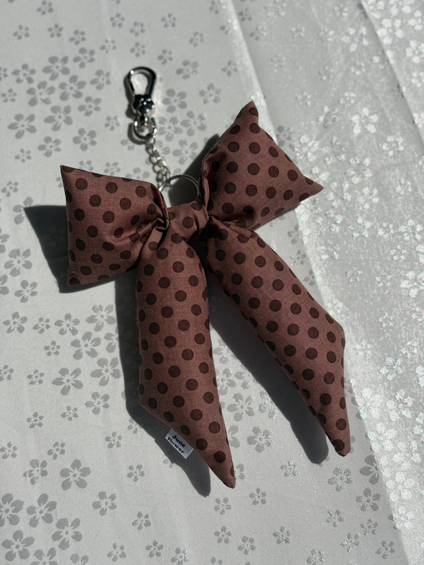 Bow Bag Charm | Mocha Polka