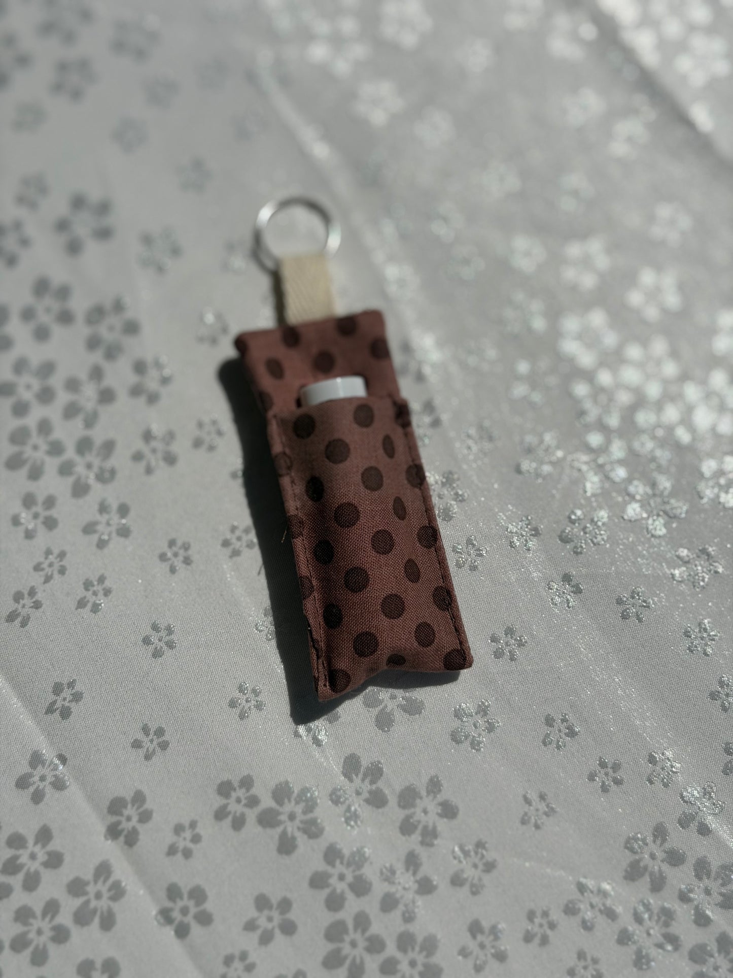 Lip Balm Keychain | Mocha Polka