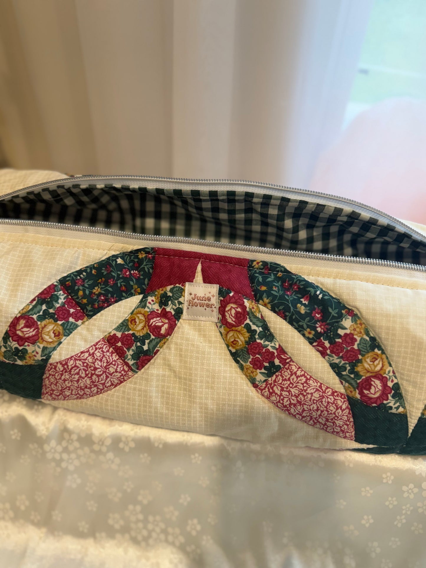 Hair Tool Bag - Green and Wine Double Ring