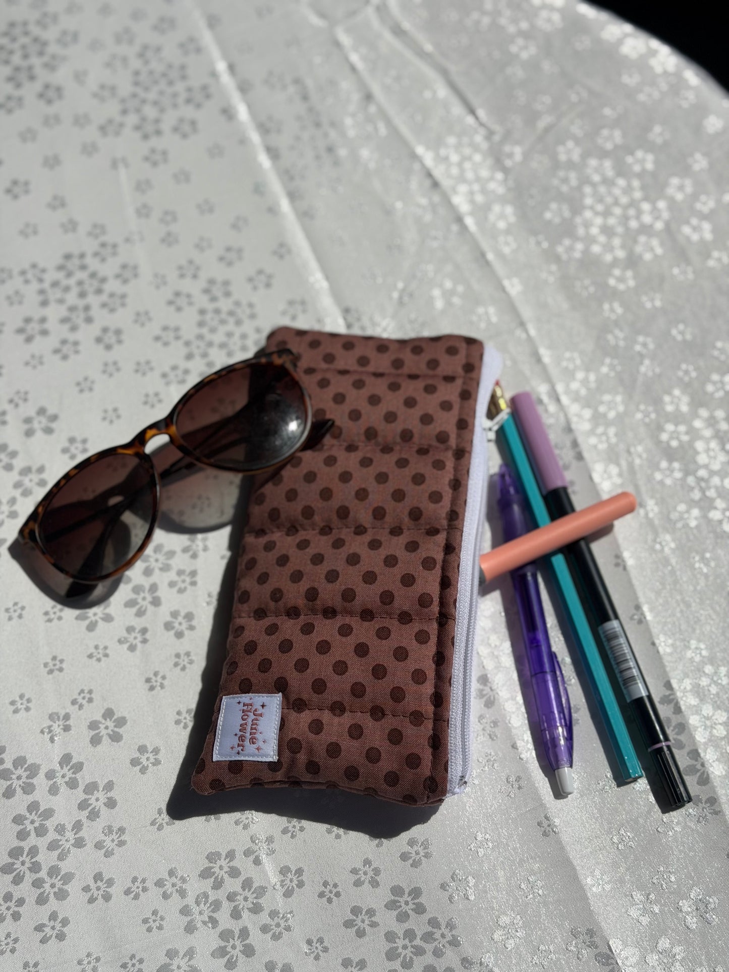 Pencil Pouch | Mocha Polka