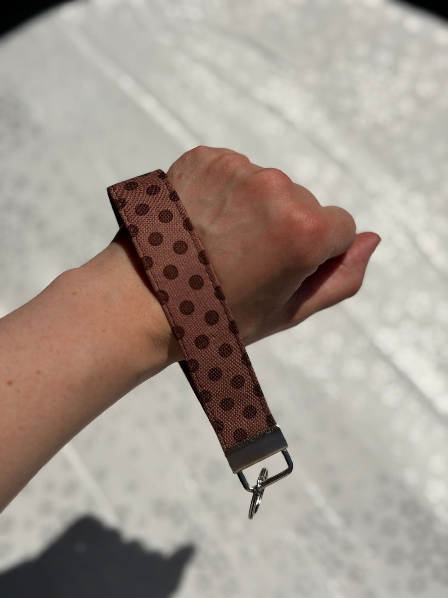 Keychain Wristlet | Mocha Polka
