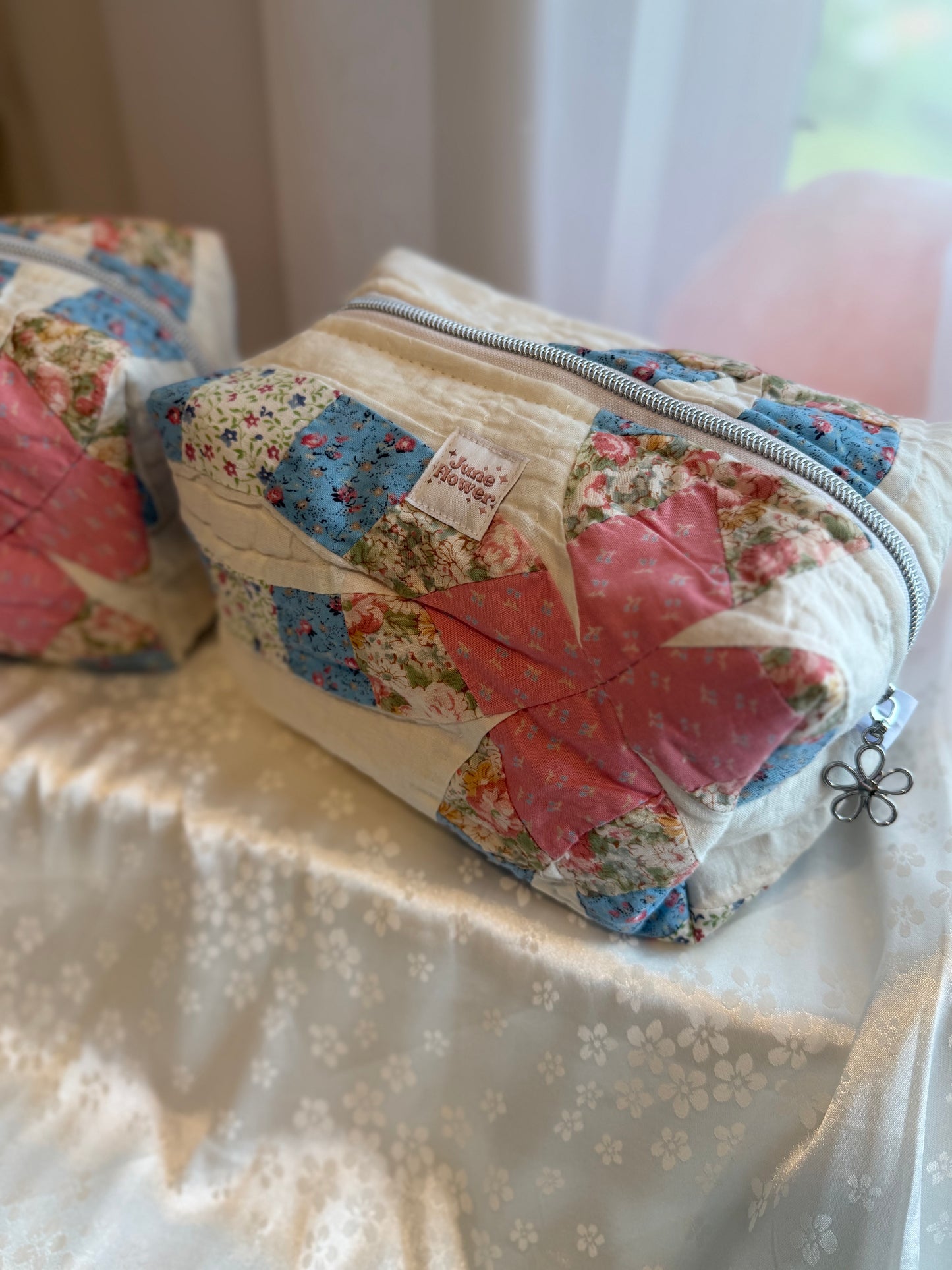 Large Makeup Bag | Pink Double Ring