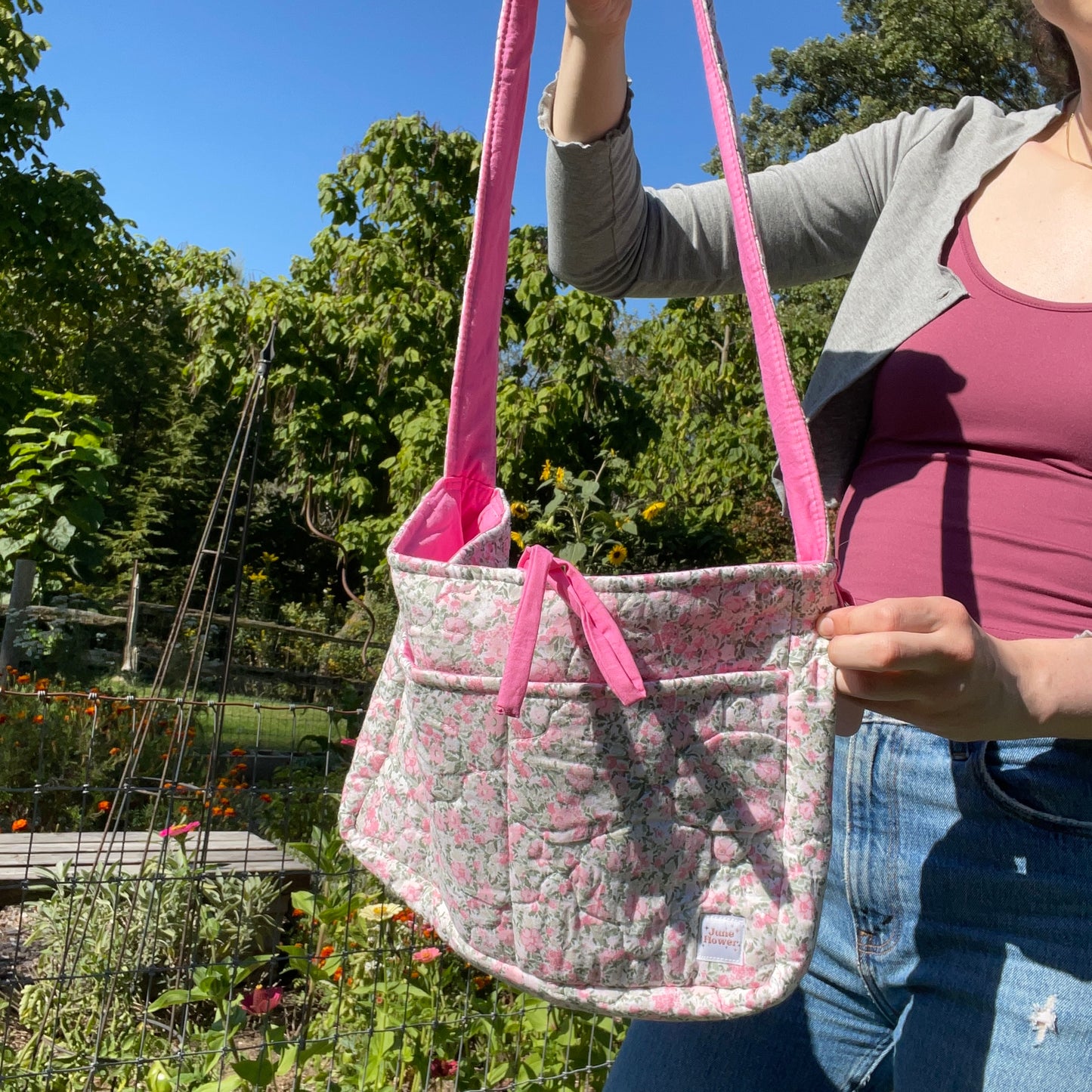 Bow bag | Pink and Green Quilt