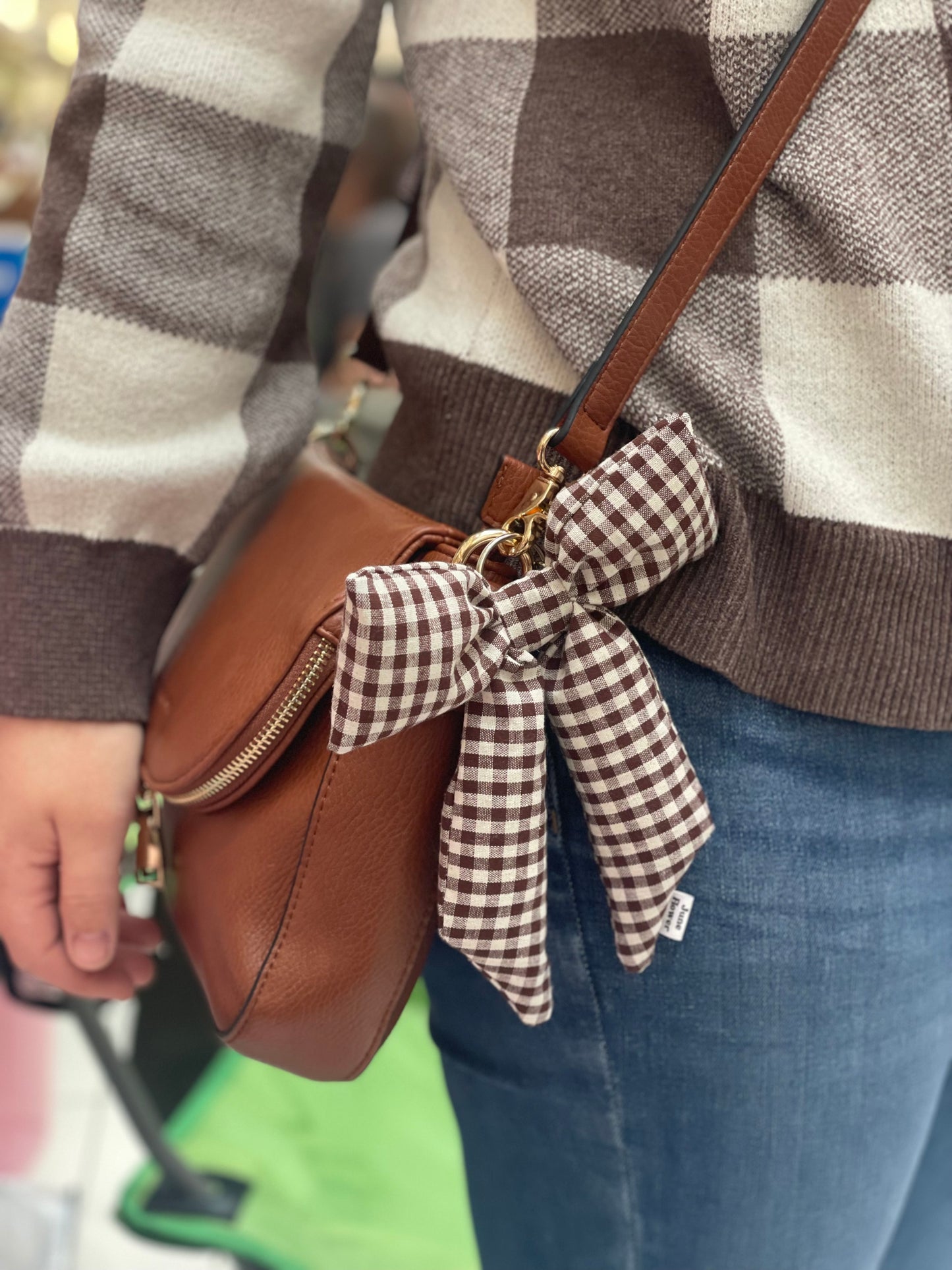 Bow Bag Charm | Mocha Polka