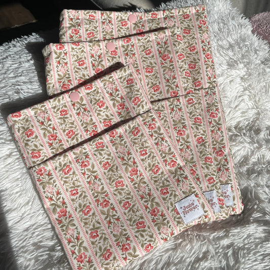 Book Sleeve | Cottage Rose Stripes