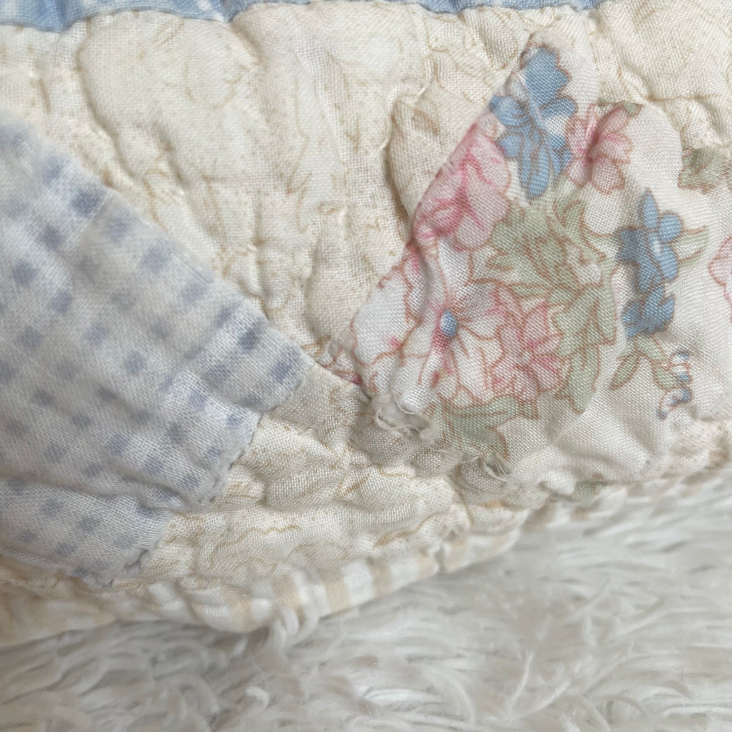 Large Makeup Bag | Vintage Blue Quilt Stripes