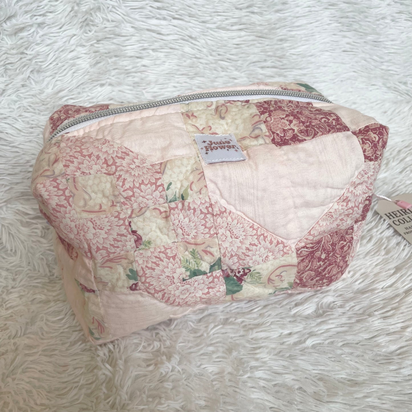 Large Makeup Bag | Heirloom Quilt Pink