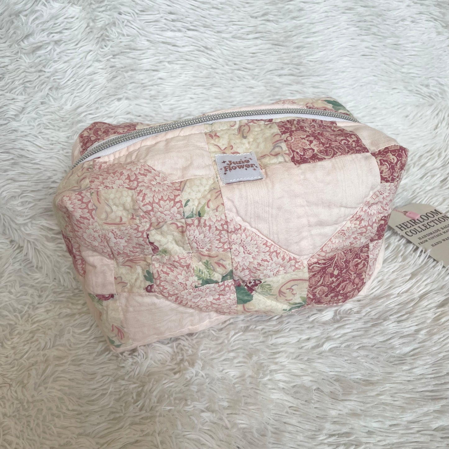 Large Makeup Bag | Heirloom Quilt Pink