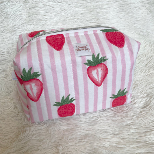 Large Makeup Bag | Strawberry Stripes