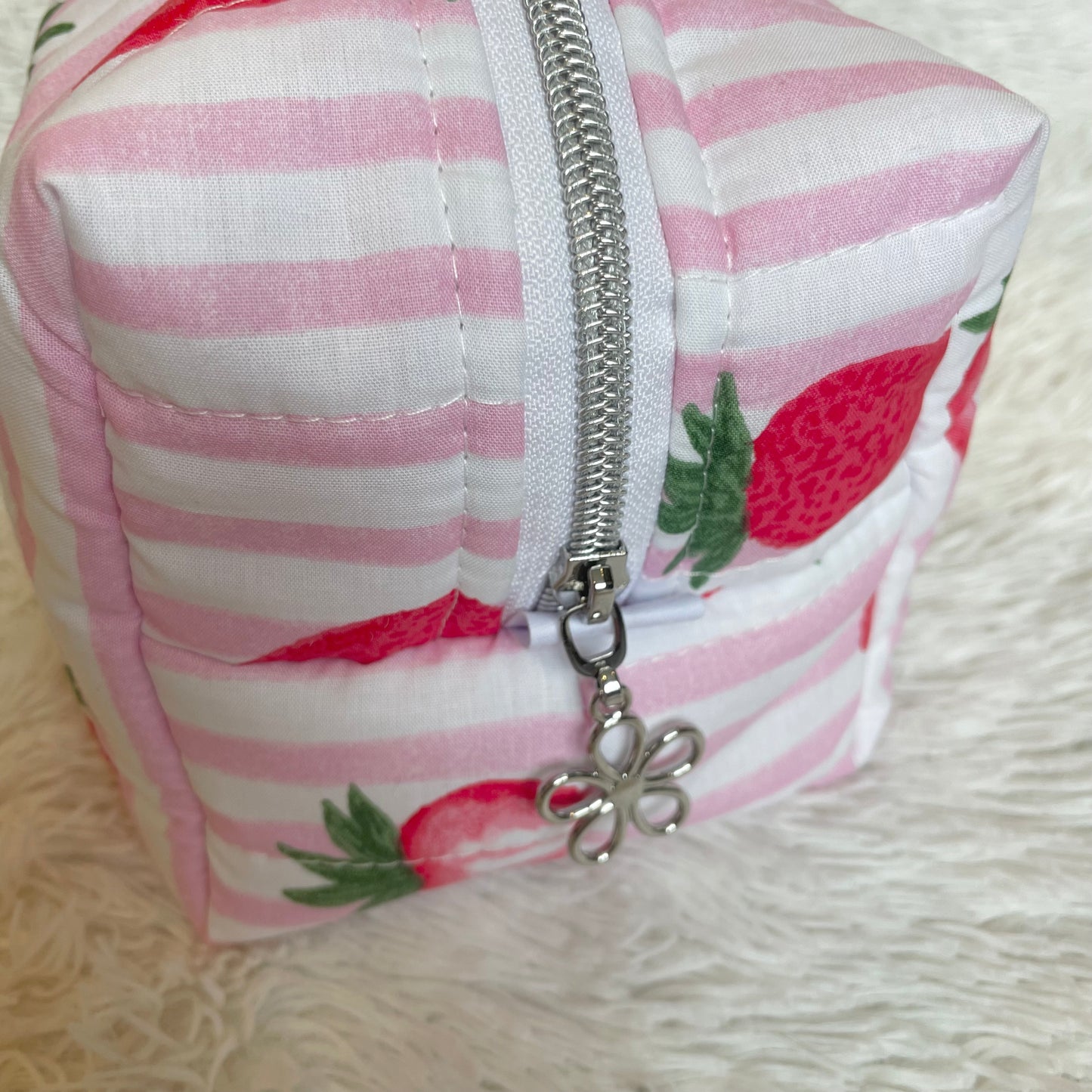 Large Makeup Bag | Strawberry Stripes