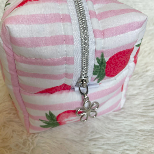 Large Makeup Bag | Strawberry Stripes