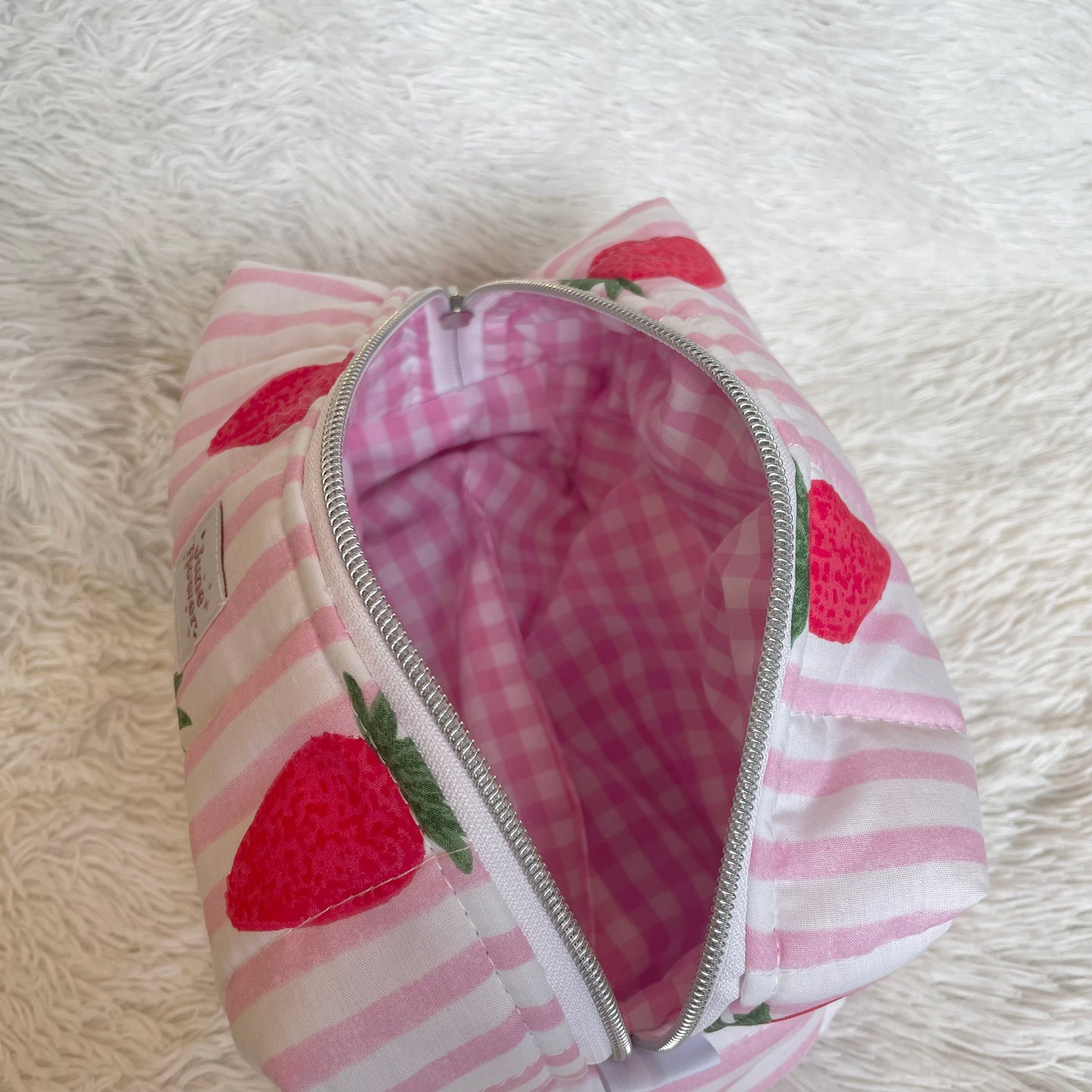 Large Makeup Bag | Strawberry Stripes