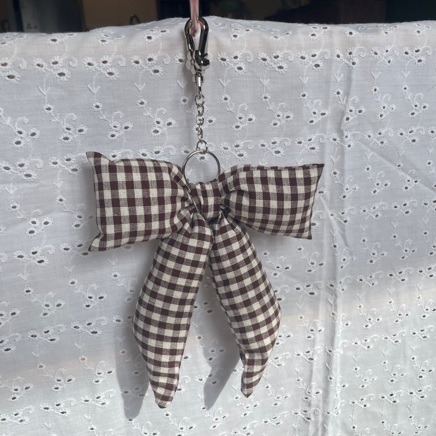 Bow Bag Charm | Espresso Gingham