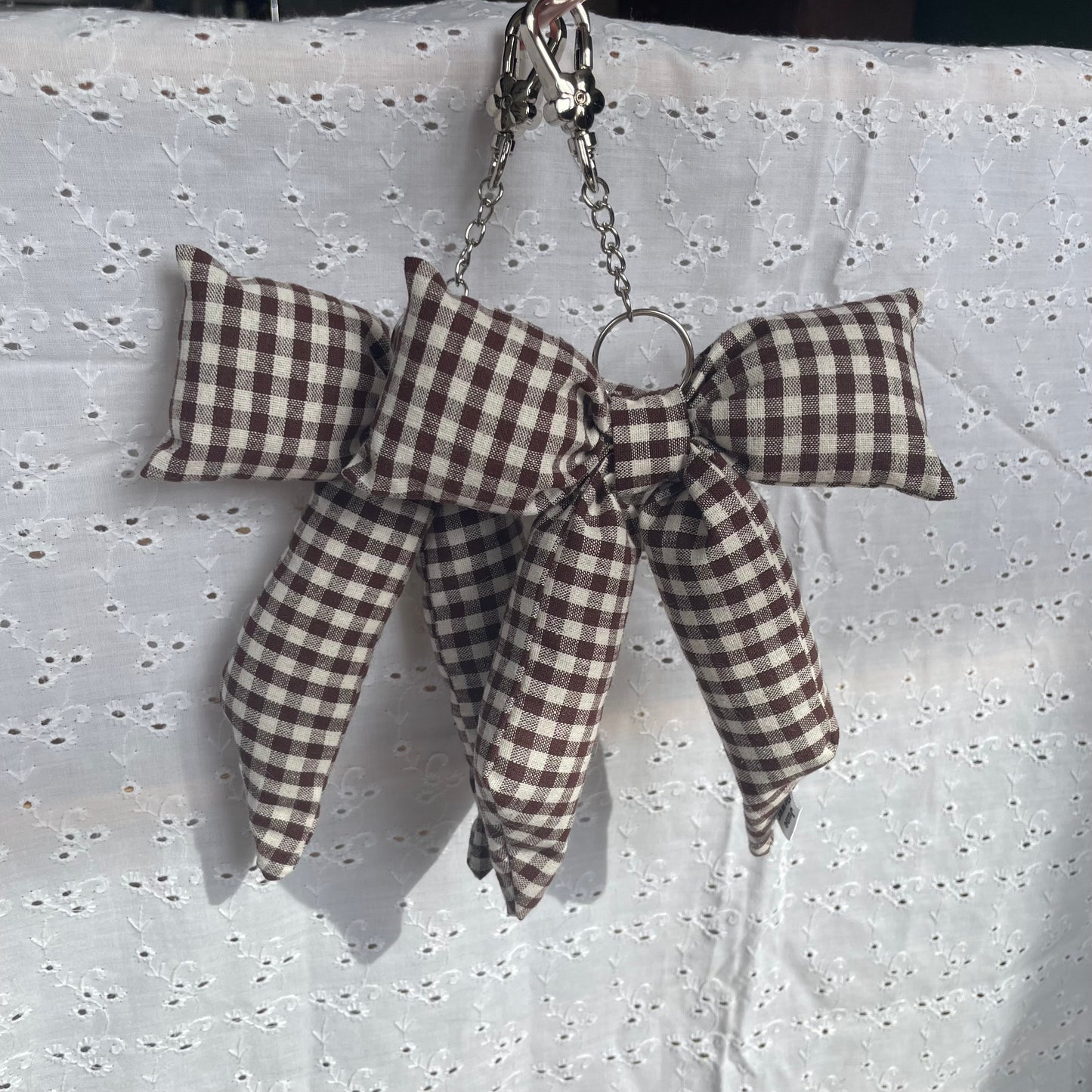 Bow Bag Charm | Espresso Gingham