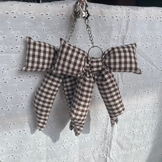 Bow Bag Charm | Espresso Gingham
