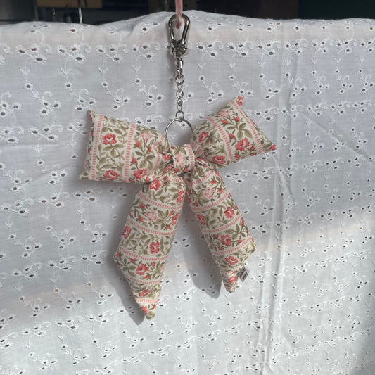 Bow Bag Charm | Cottage Rose Stripes