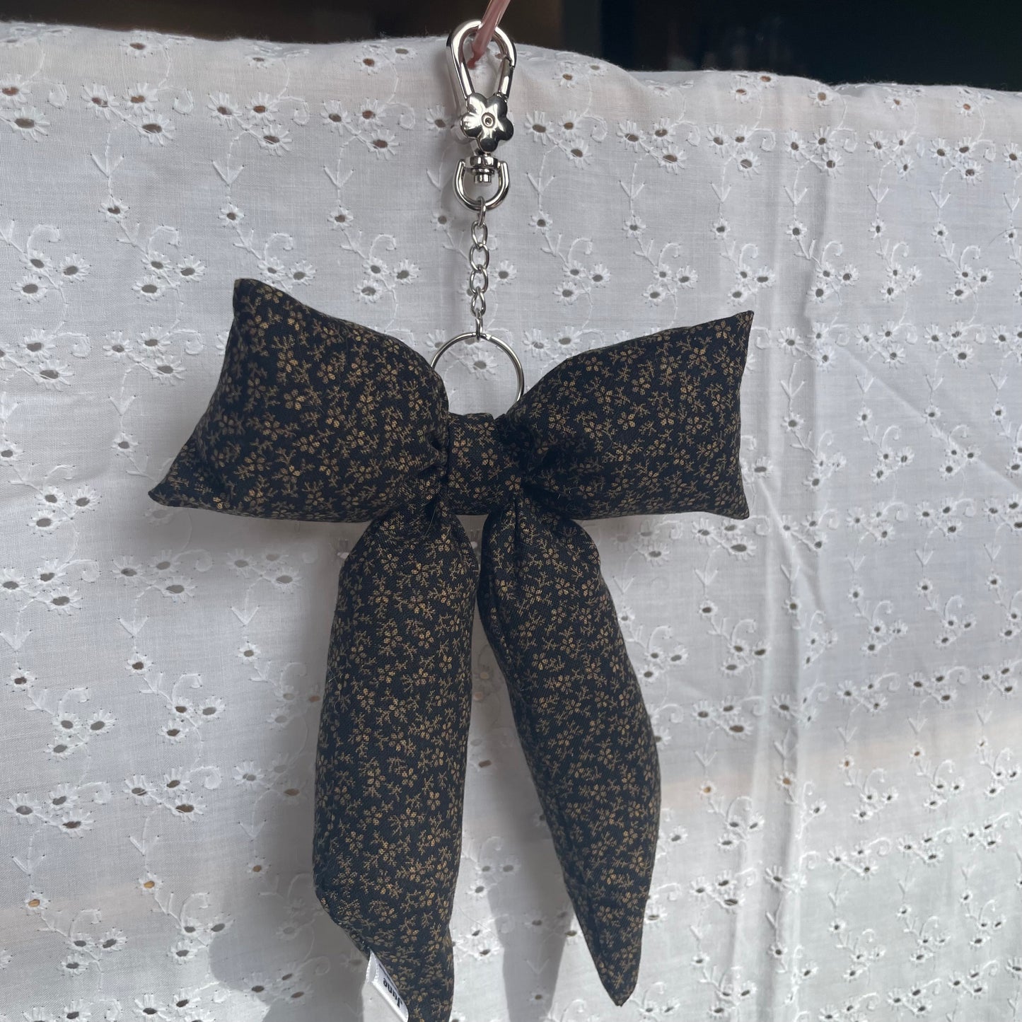 Bow Bag Charm | Rustic Black Floral