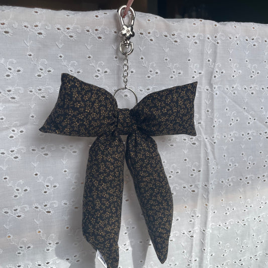 Bow Bag Charm | Rustic Black Floral