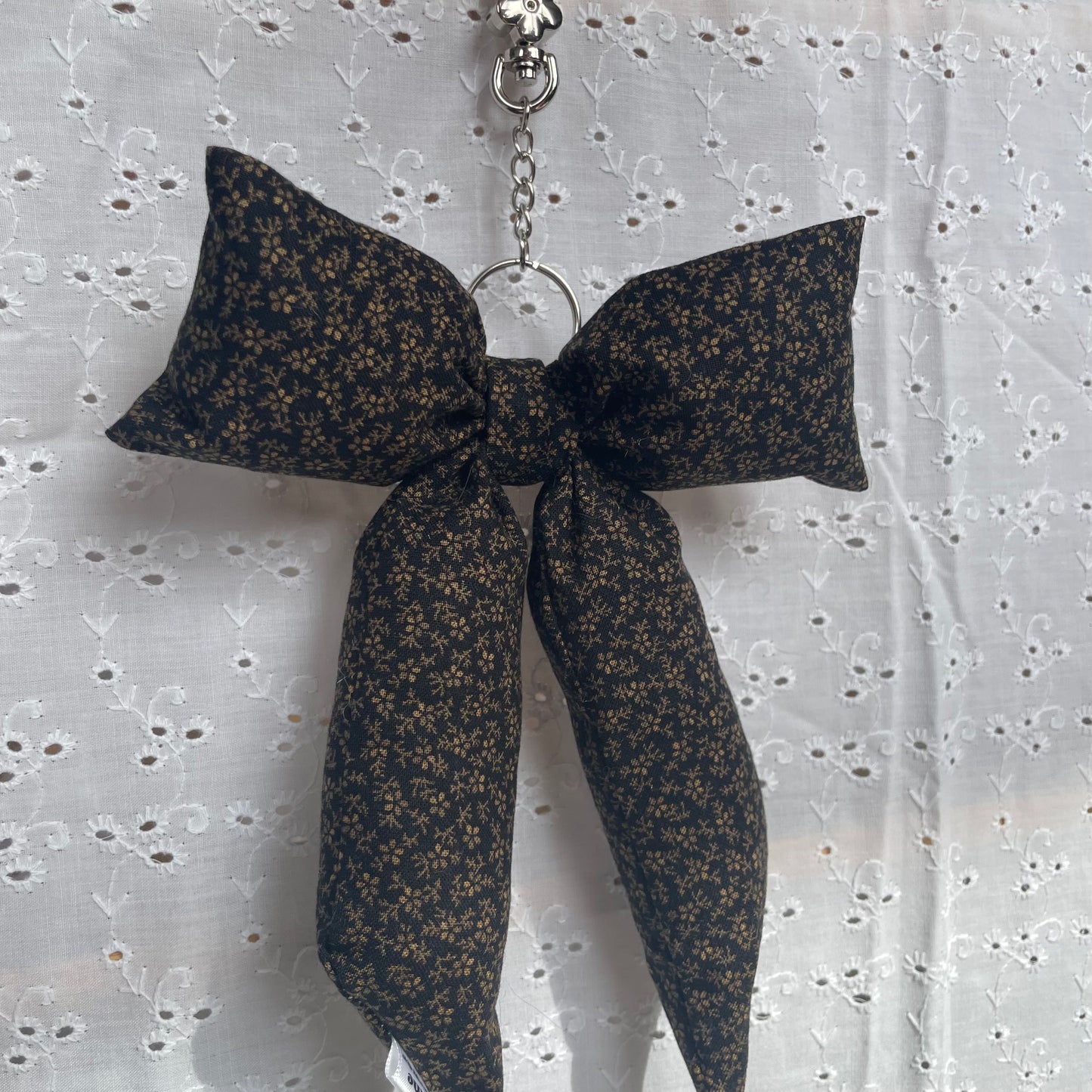 Bow Bag Charm | Rustic Black Floral