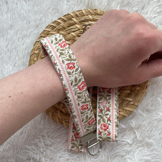 Keychain Wristlet | Cottage Rose Stripes