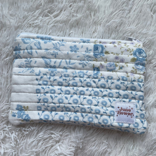 Wallet Pouch | Floral Blue Quilt