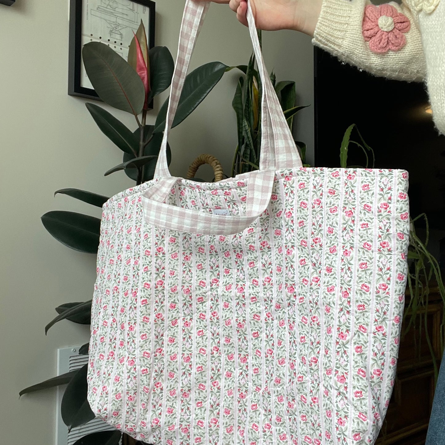 XL Tote | Cottage Rose Stripes