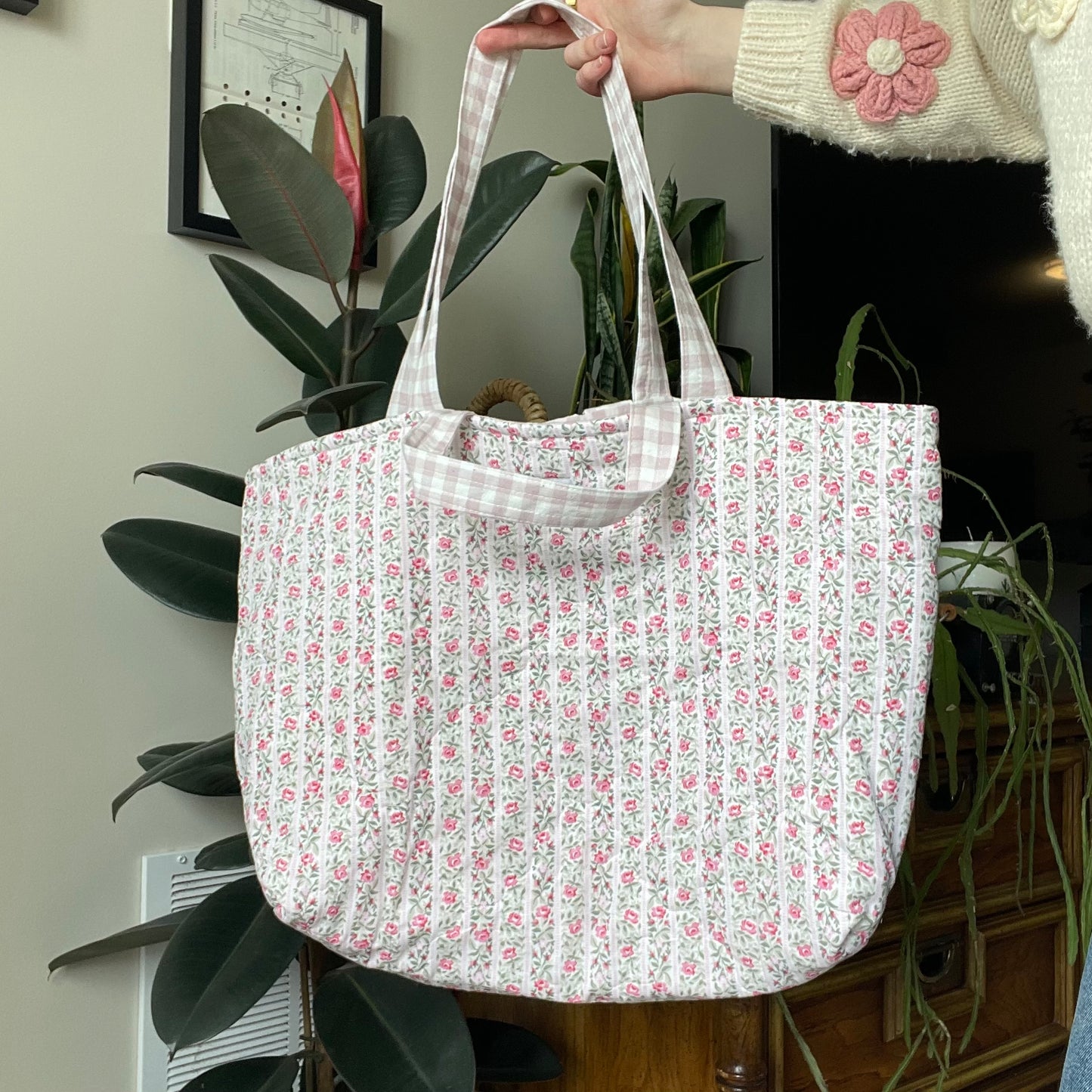 XL Tote | Cottage Rose Stripes