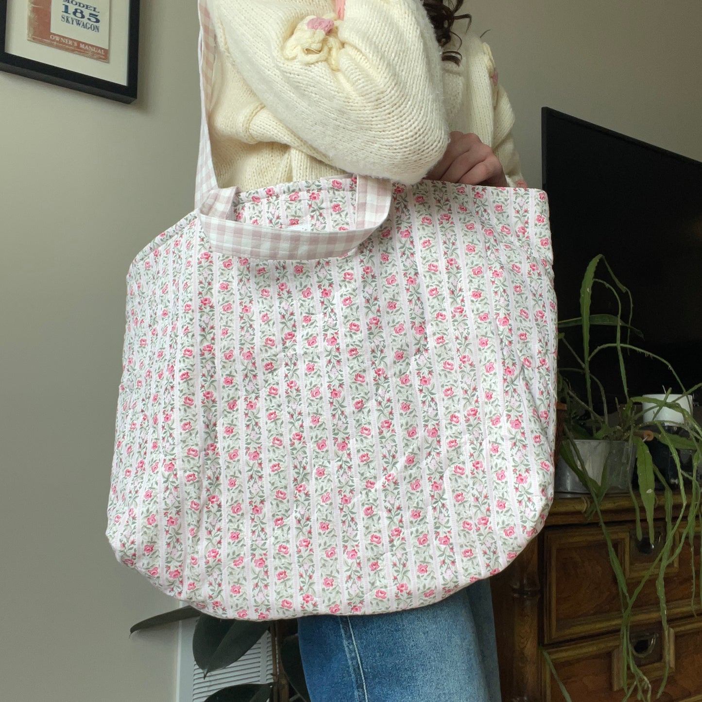 XL Tote | Cottage Rose Stripes