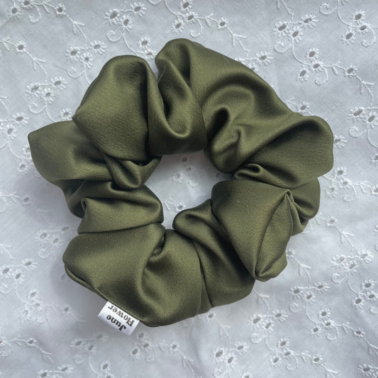 Regular Satin Scrunchie | Dark Olive