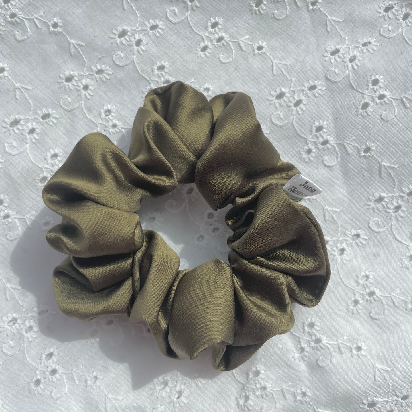 Mini Satin Scrunchie | Soft Army Green