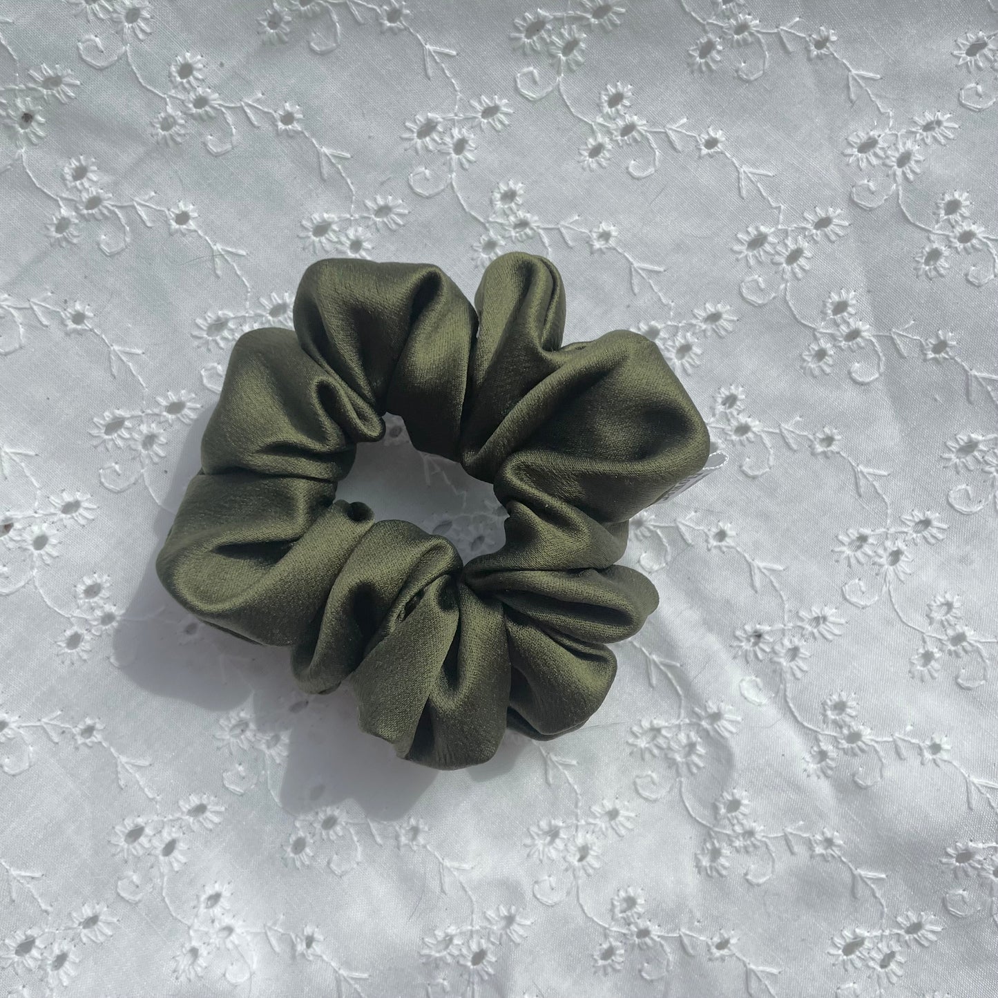 Mini Satin Scrunchie | Dark Olive