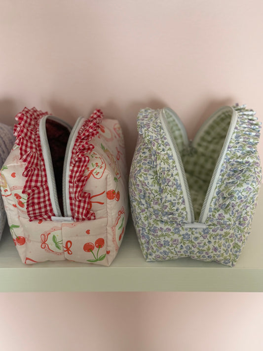 Ruffle Makeup Bag | Cherry Tea Party