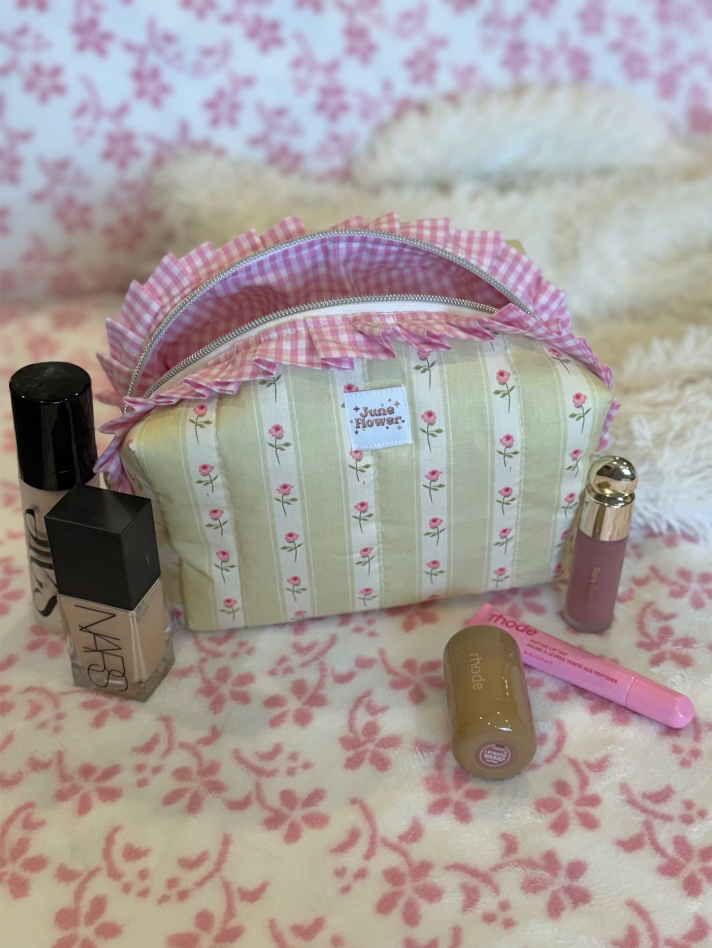 Ruffle Makeup Bag | Sweet Pea Stripe