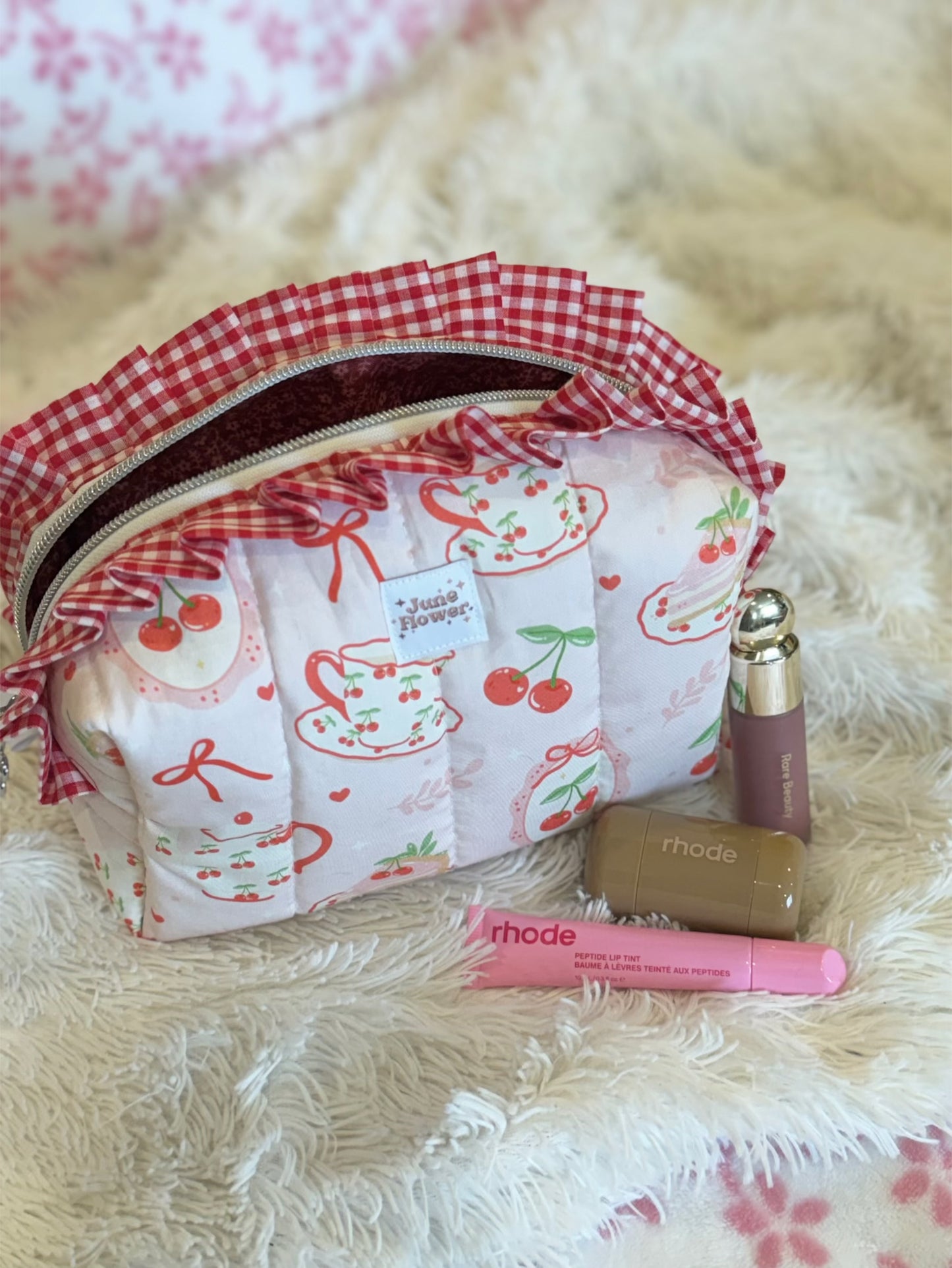 Ruffle Makeup Bag | Cherry Tea Party