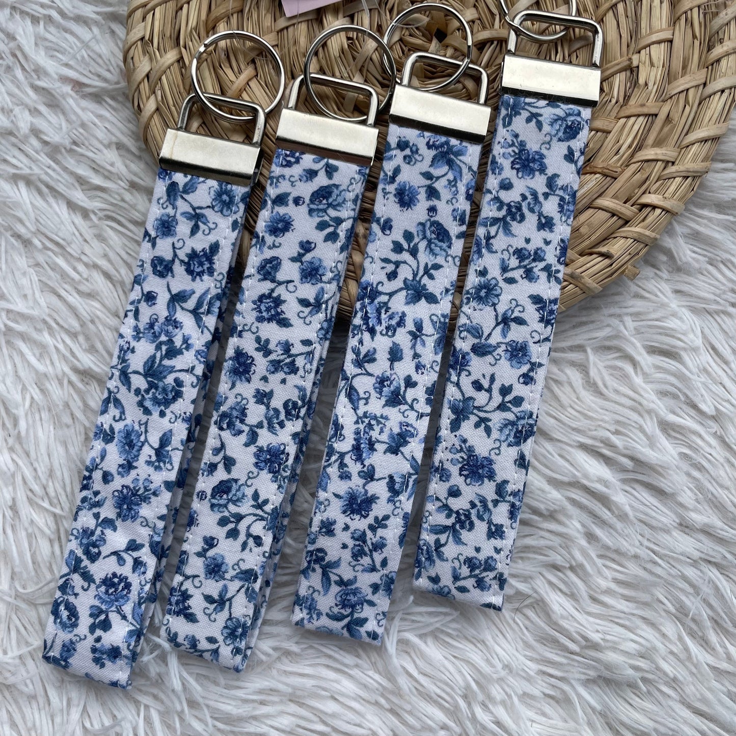 Keychain Wristlet | Blue French Floral