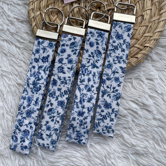 Keychain Wristlet | Blue French Floral